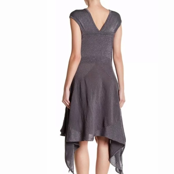 Vertigo Metallic Sleeveless Uneven Hem Dress  M - Picture 2 of 5